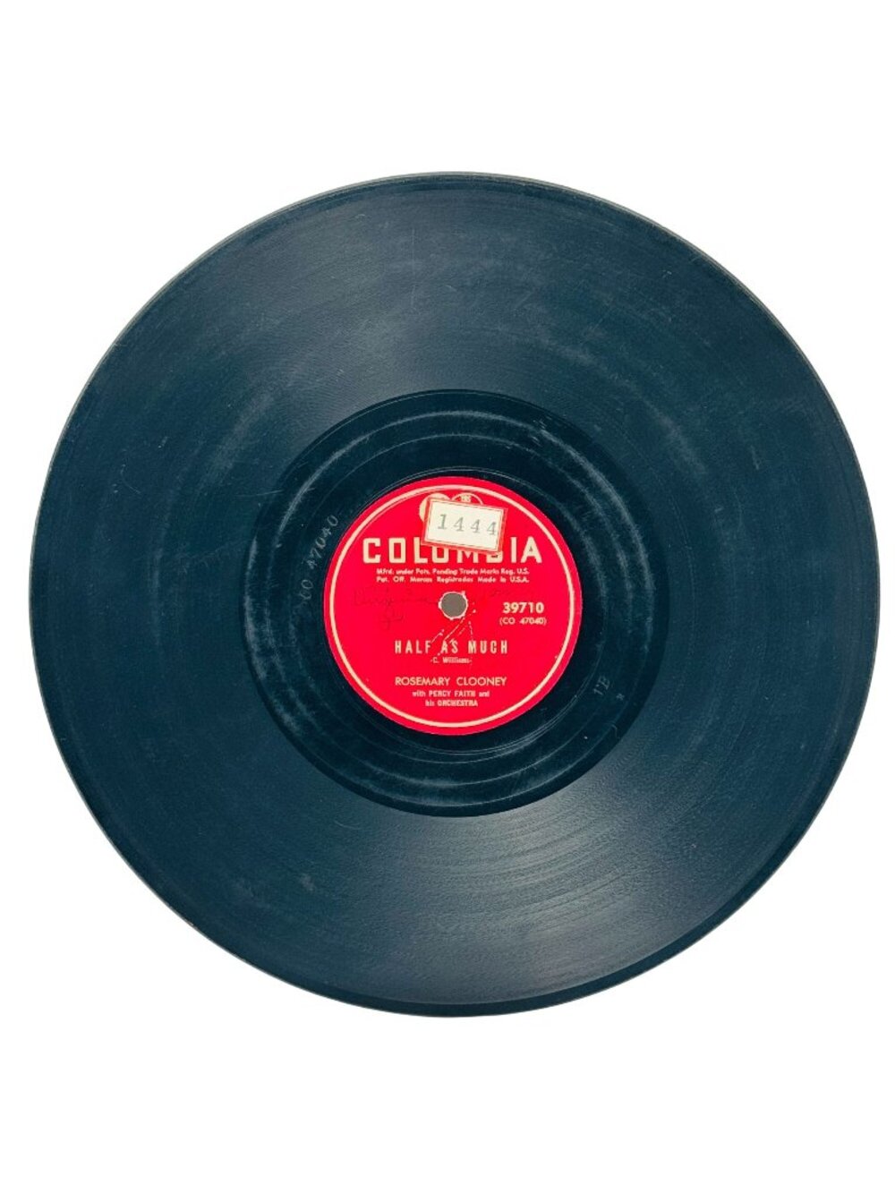 Rosemary Clooney Half As Much 10 Inch Shellac 78 RPM Columbia Records 39710